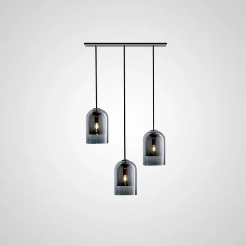 Светильник подвесной ARIA 3 lamps Plank Smoky 213846-26 ImperiumLoft серый чёрный 3 лампы, основание чёрное в стиле современный 
