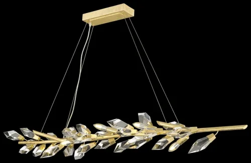 Светильник подвесной Casandra WE111.07.423 Wertmark прозрачный 7 ламп, основание золотое в стиле флористика современный ветви