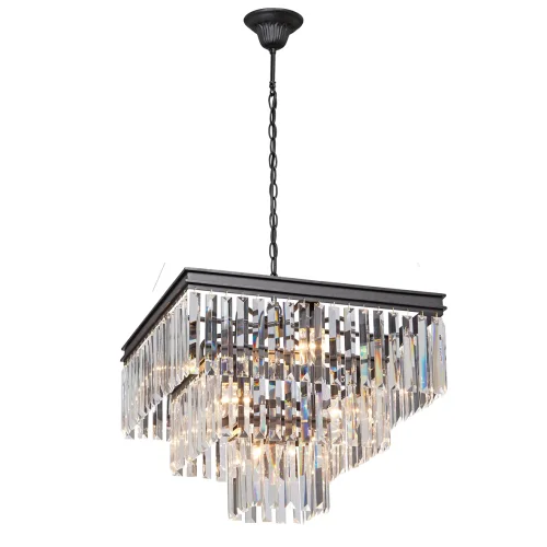 Люстра подвесная V5147-1/4+4+1 Vitaluce прозрачная на 9 ламп, основание чёрное в стиле современный классический 