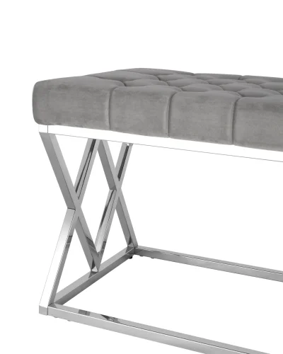 Банкетка-скамейка ИНСИГНИЯ, вельвет серый, сталь серебро УТ000001876 Stool Group на 1 , основание в стиле фото 3