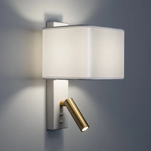 Бра с выключателем Dekart CL704480 Citilux белый на 1 лампу, основание бронзовое белое в стиле современный кантри для чтения фото 5