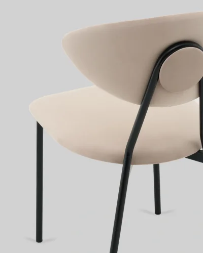 Стул обеденный Квинси велюр кремовый УТ000041639 Stool Group, бежевый/велюр, ножки/металл/чёрный, размеры - ***** фото 6