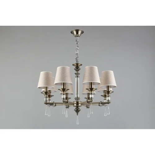 Люстра подвесная Rivoli OML-64213-08 Omnilux бежевая на 8 ламп, основание античное бронза в стиле классический фото 3