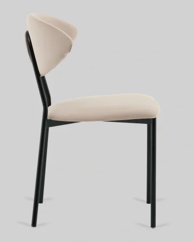 Стул обеденный Квинси велюр кремовый УТ000041639 Stool Group, бежевый/велюр, ножки/металл/чёрный, размеры - ***** фото 3