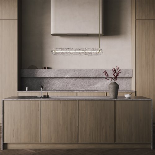 Светильник подвесной LED Frostum MOD439PL-L20BSK Maytoni прозрачный на 1 лампу, основание латунь в стиле современный линейный фото 2