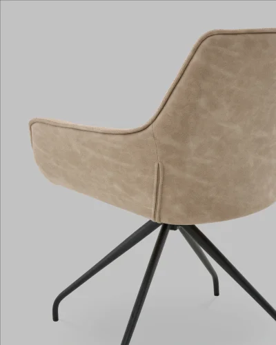 Кресло вращающееся Кимберли рогожка/замша бежевый УТ000041751 Stool Group, бежевый/рогожка замша, ножки/металл/чёрный, размеры - *****мм фото 6