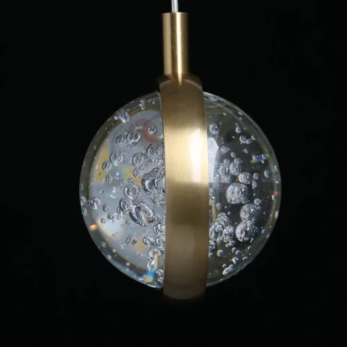 Светильник подвесной LED Капелия 730011701 DeMarkt прозрачный 1 лампа, основание бронзовое в стиле хай-тек шар фото 6