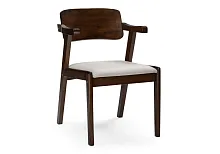 Деревянный стул Velma dirty oak / light beige 15524 Woodville, бежевый/ткань, ножки/массив гевеи/коричневый, размеры - ****510*550