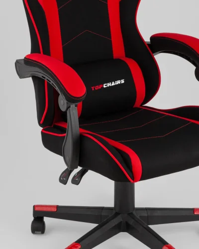 Кресло спортивное TopChairs Shadow, ткань, черно-красный УТ000039460 Stool Group, чёрный красный/текстиль, ножки/пластик/чёрный, размеры - 1250*1350***490*470 фото 9
