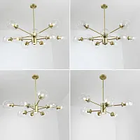 Люстра на штанге MARINE D104 10 lamps Gold/Transparent 193754-26 ImperiumLoft прозрачная на 10 ламп, основание золотое в стиле современный 