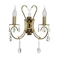Бра хрустальный Romano E 2.1.2.601 G Arti Lampadari без плафона 2 лампы, основание золотое в стиле классический 