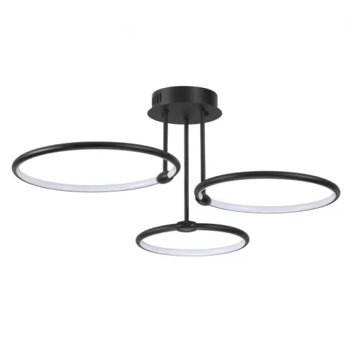 Люстра потолочная LED с пультом Ursula 6506/66CL Lumion чёрная на 1 лампу, основание чёрное в стиле минимализм с пультом кольца