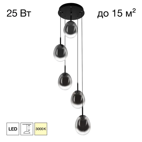 Светильник подвесной LED Signature CL247023 Citilux чёрный дымчатый на 1 лампу, основание чёрное в стиле современный каскад