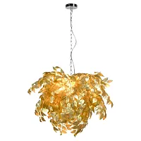 Люстра подвесная Idaho LSP-8999 Lussole жёлтая на 4 лампы, основание хром в стиле флористика 