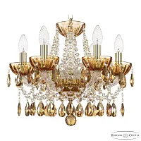 Люстра подвесная 5413/6/141 G Amber/M-1H K777 Bohemia Ivele Crystal без плафона на 6 ламп, основание золотое прозрачное в стиле классика sp