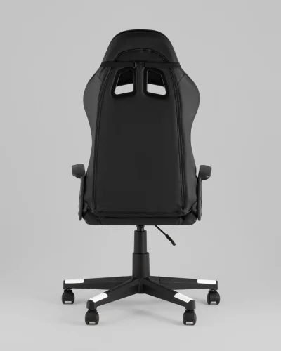 Кресло спортивное TopChairs Warden, черно-белый УТ000039483 Stool Group, чёрный/экокожа, ножки/полимер/чёрный, размеры - 1145*1245***500*470 фото 6
