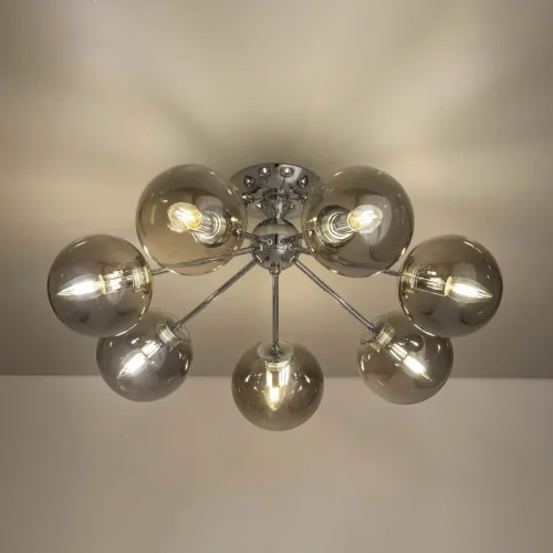 Люстра потолочная Томми CL102170 Citilux серая на 7 ламп, основание хром в стиле современный шар фото 2