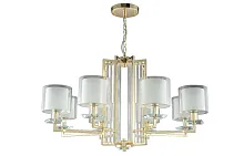 Люстра подвесная NICOLAS SP-PL8 GOLD/WHITE Crystal Lux белая на 8 ламп, основание золотое в стиле модерн 