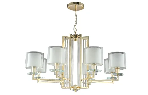 Люстра подвесная NICOLAS SP-PL8 GOLD/WHITE Crystal Lux белая на 8 ламп, основание золотое в стиле современный 