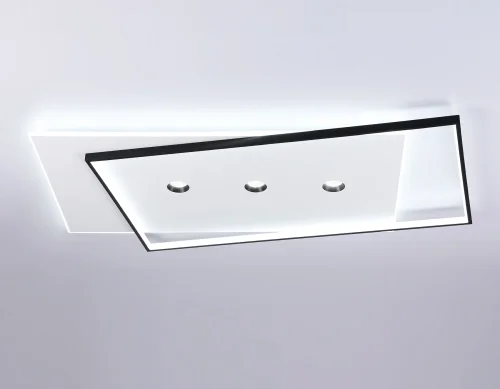 Светильник потолочный LED с пультом FL5066 Ambrella light белый чёрный 1 лампа, основание белое в стиле современный хай-тек квадраты фото 3