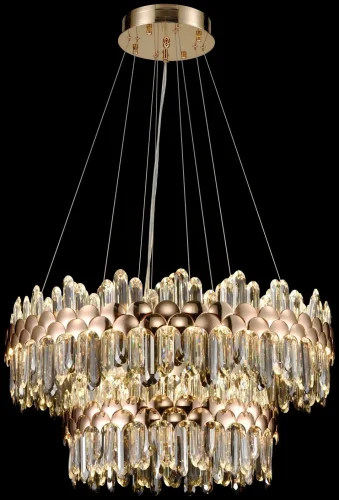 Люстра подвесная LED с пультом Debora WE104.03.323 Wertmark прозрачная на 1 лампа, основание золотое в стиле современный с пультом
