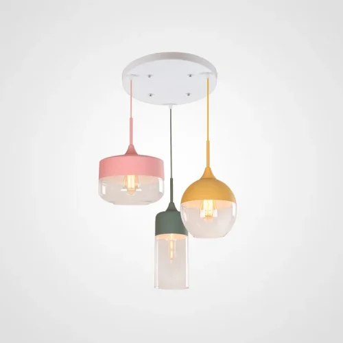 Светильник подвесной NORD COLOR TRIO 101844-26 ImperiumLoft прозрачный на 3 лампы, основание белое в стиле современный Светильник подвесной NORD COLOR TRIO 101844-26 ImperiumLoft прозрачный на 3 лампы, основание белое в стиле современный