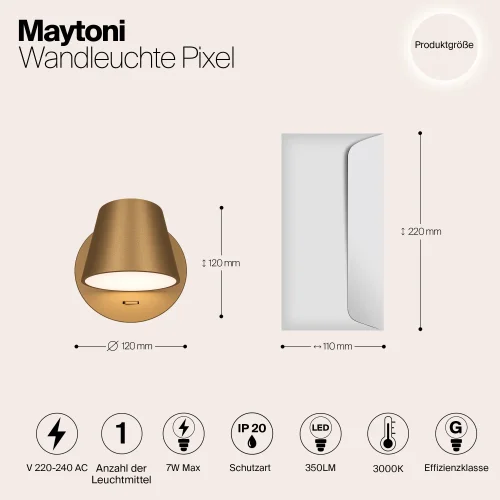 Бра с выключателем LED Pixel MOD421WL-L6BS3K Maytoni латунь на 1 лампу, основание латунь в стиле фото 6