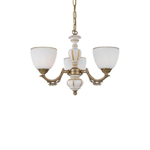 Люстра подвесная  L 8656/3 Reccagni Angelo белая на 3 лампы, основание античное бронза в стиле кантри классический  фото 2