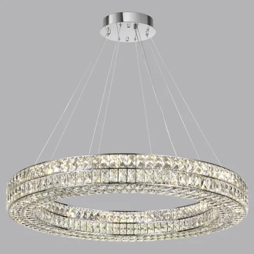 Люстра подвесная LED Panta 4927/98L Odeon Light прозрачная на 1 лампа, основание хром в стиле современный кольца фото 4