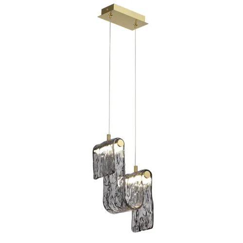 Светильник подвесной LED Flow 5106/11L Odeon Light серый дымчатый на 1 лампу, основание золотое в стиле арт-деко современный фото 3