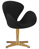Кресло дизайнерское  69A-LMO SWAN, цвет сиденья черный (AF9), золотое основание Dobrin, чёрный/ткань, ножки/металл/золотой, размеры - ****710*600