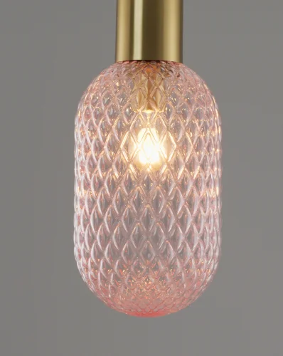 Светильник подвесной Sunset V10920-P Moderli розовый 1 лампа, основание золотое в стиле современный выдувное фото 3