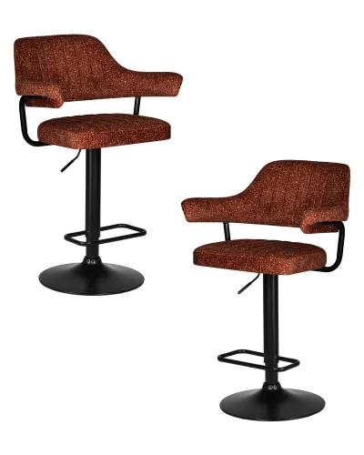 Стул барный набор 2 шт. SET-2 5019_BlackBase-LM CHARLY BLACK, цвет сиденья терракотовый твид (LEO56), цвет основания черный Dobrin, /твид, ножки/металл/чёрный, размеры - 990*1200***610*540 Стул барный набор 2 шт. SET-2 5019_BlackBase-LM CHARLY BLACK, цвет сиденья терракотовый твид (LEO56), цвет основания черный Dobrin, /твид, ножки/металл/чёрный, размеры - 990*1200***610*540