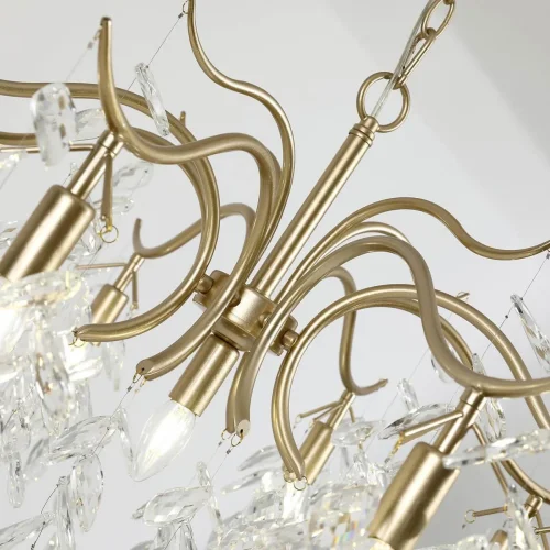Люстра подвесная Brillo 3003-9P Favourite прозрачная на 9 ламп, основание золотое в стиле флористика ветви фото 4