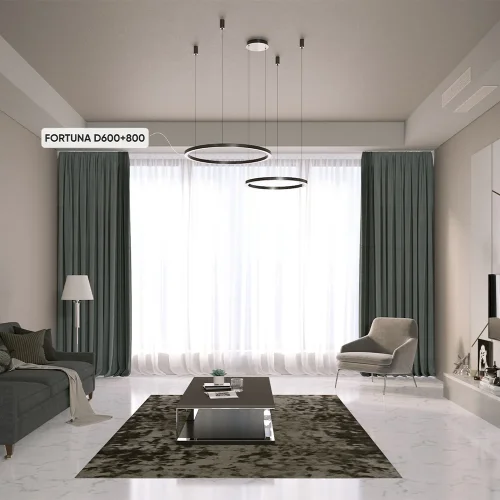 Люстра подвесная LED с пультом FORTUNA SP123W LED BLACK Crystal Lux чёрная на 1 лампу, основание чёрное в стиле современный кольца с пультом фото 5