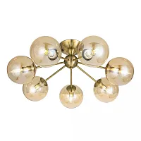 Люстра потолочная Томми CL102173 Citilux янтарная на 7 ламп, основание бронзовое в стиле современный шар