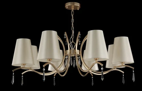 Люстра подвесная RENATA SP8 GOLD Crystal Lux бежевая на 8 ламп, основание золотое в стиле арт-деко фото 3