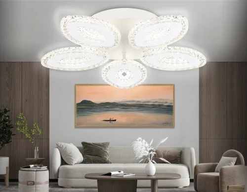 Люстра потолочная LED с пультом FA4015 Ambrella light белая на 1 лампа, основание белое в стиле современный хай-тек с пультом фото 2