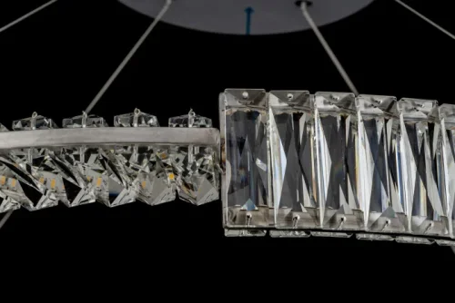Светильник подвесной хрустальный LED Carini L 1.5.80.100 N Arti Lampadari прозрачный 1 лампа, основание никель в стиле современный кольца фото 2