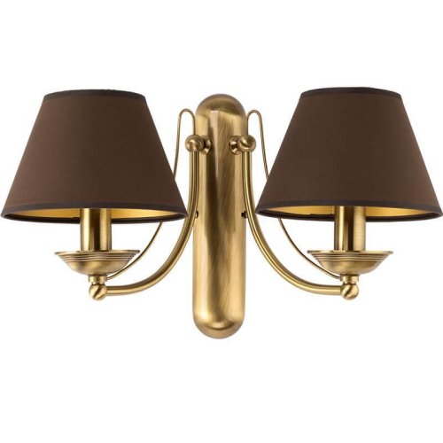 Бра N Abazur N-K-2(P/A) Kutek коричневый на 2 лампы, основание бронзовое в стиле классический 