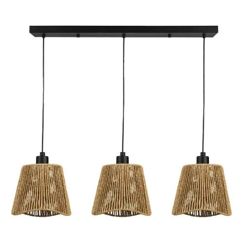 Светильник подвесной Lavister 44073 Eglo бежевый коричневый на 3 лампы, основание чёрное в стиле лофт современный кантри фото 2 Светильник подвесной Lavister 44073 Eglo бежевый коричневый на 3 лампы, основание чёрное в стиле лофт современный кантри фото 2