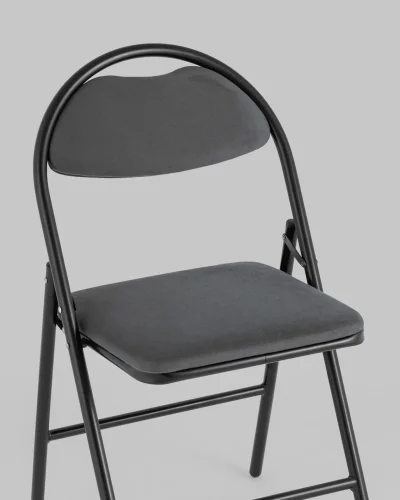 Стул складной Hagen велюр тёмно-серый каркас черный УТ000036893 Stool Group, чёрный/велюр, ножки/металл/чёрный, размеры - *820***440*460 фото 4