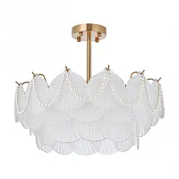 Люстра на штанге AM-Rim 316008/D500 BS Arte Milano белая на 6 ламп, основание латунь в стиле современный 