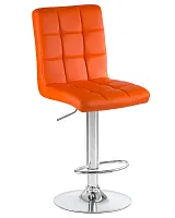 Стул барный 5009-LM KRUGER,  цвет сиденья оранжевый, цвет основания хром Dobrin, оранжевый/экокожа, ножки/металл/хром, размеры - 1000*1220***410*560