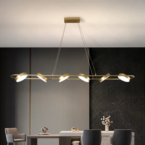 Светильник подвесной LED с пультом Abris 4677-6P F-promo золотой на 6 ламп, основание золотое в стиле современный с пультом линейный фото 5