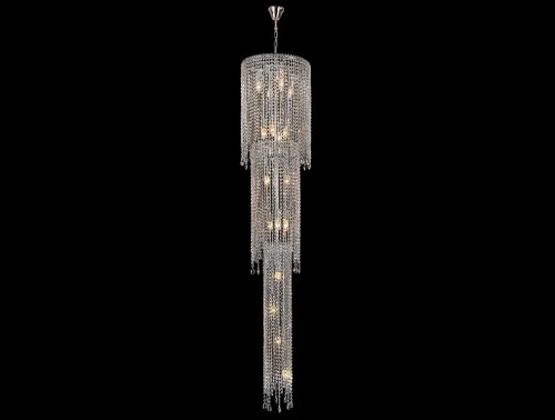 Люстра хрустальная каскадная 8218/400 Newport прозрачная на 18 ламп, основание хром в стиле классический американский современный каскад