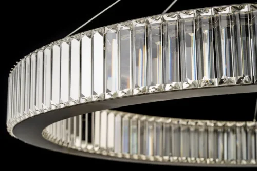 Люстра подвесная хрустальная LED Anzio L 1.5.100.100 N Arti Lampadari прозрачная на 1 лампа, основание никель в стиле современный кольца фото 2