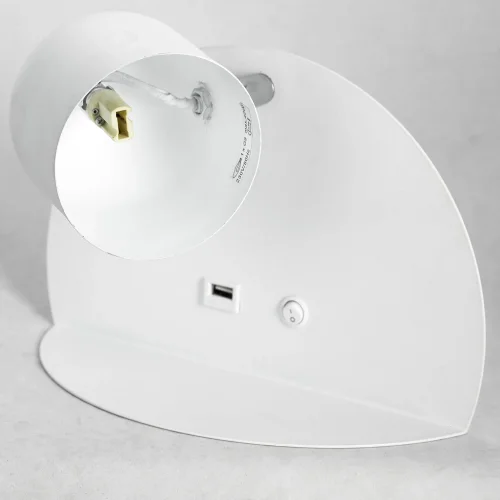 Бра с выключателем с usb Cozy LSP-8233 Lussole белый на 1 лампа, основание белое в стиле современный с полкой фото 2