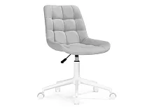 Компьютерное кресло Честер светло-серый велюр velutto 52 / белый 533177 Woodville, серый/велюр, ножки/металл/белый, размеры - *940***500*600