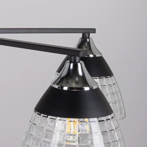 Люстра потолочная Дэла 635011605 DeMarkt прозрачная на 5 ламп, основание чёрное в стиле современный  фото 6